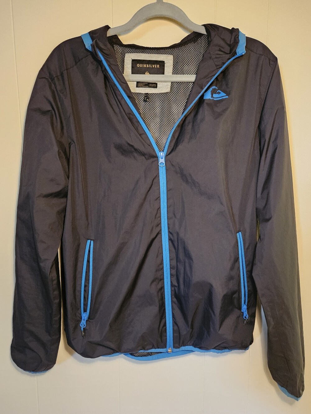 Quiksilver Mens Navy Windbreaker Jacket with Blue Trim